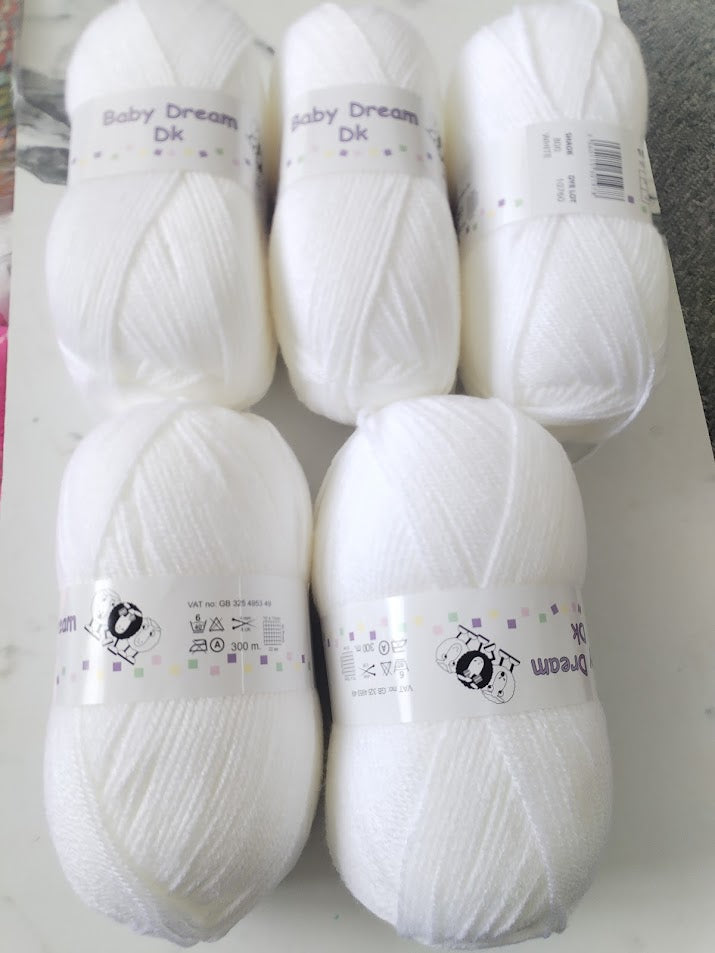 Woolcraft Baby Dream DK - 5 x 100g Balls | White
