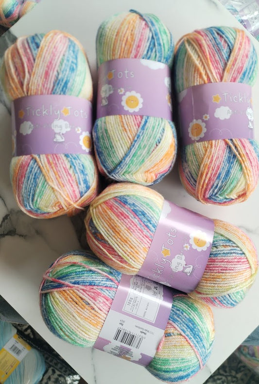 Cygnet Tickly Tots Baby DK Anti-Pilling baby yarn 5 Balls x 100 gram shade -Tickly Tots - 7111 Make Rainbows