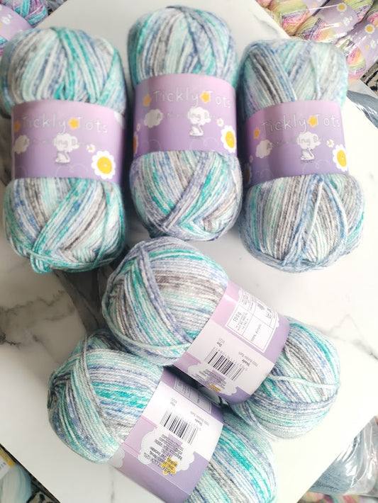 Cygnet Tickly Tots Baby DK Anti-Pilling baby yarn 5 Balls x 100 gram shade -Tickly Tots 7000 Bubble Bath