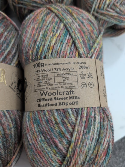 Woolcraft Shetland Heather Aran Knitting Crochet Yarn Wool - 5x100g Balls - 04