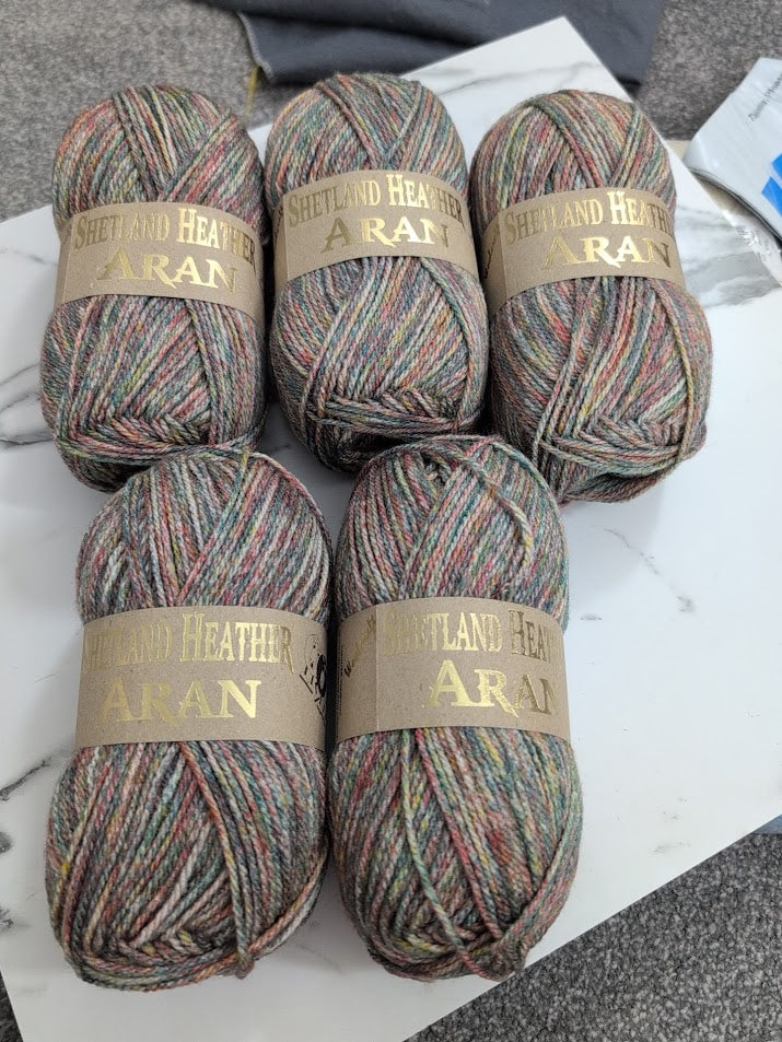 Woolcraft Shetland Heather Aran Knitting Crochet Yarn Wool - 5x100g Balls - 04