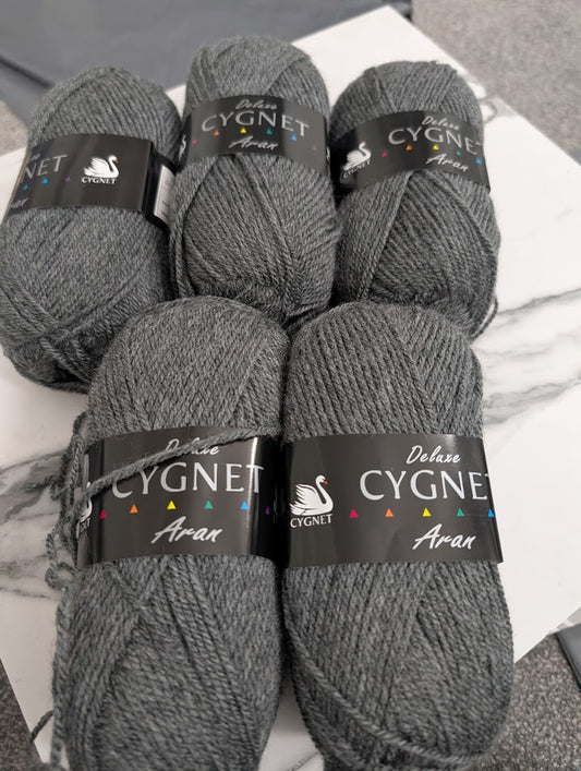 Cygnet Aran Knitting Crochet yarn  5 Balls x 100 gram Grey 193