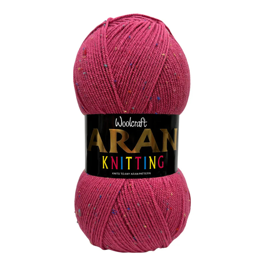 Woolcraft Aran With Wool 400g 25% Wool Island  Raspberry Tweed 866