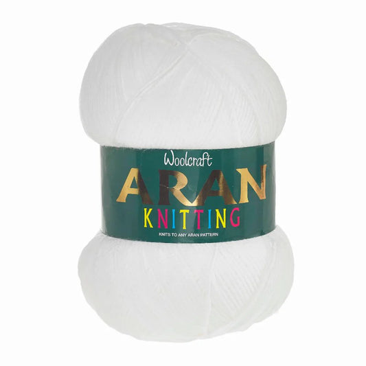 Woodcraft Aran Knitting Crochet yarn 400g 100% Acrylic White