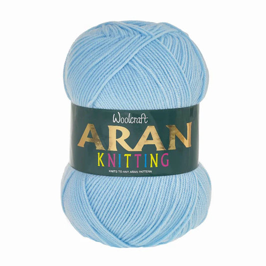 Woodcraft Aran Knitting Crochet yarn 400g 100% Acrylic Baby Blue