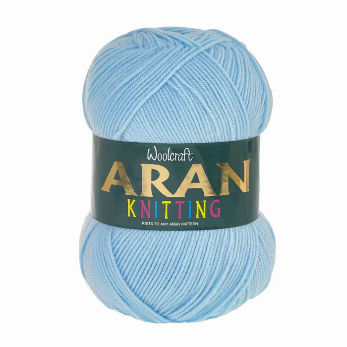 Woodcraft Aran Knitting Crochet yarn 400g 100% Acrylic Baby Blue
