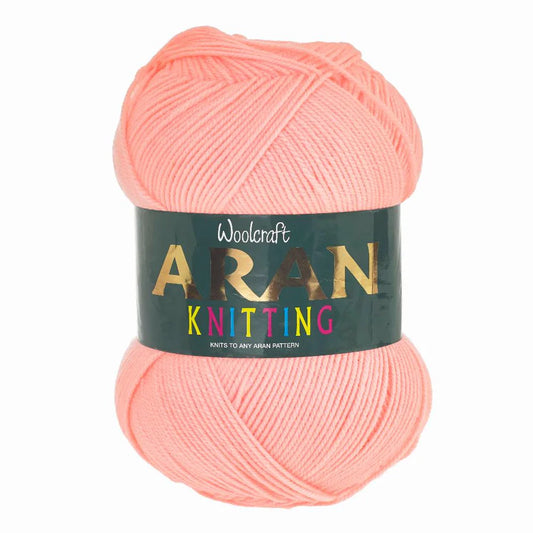 Woodcraft Aran Knitting Crochet yarn 400g 100% Acrylic Peach