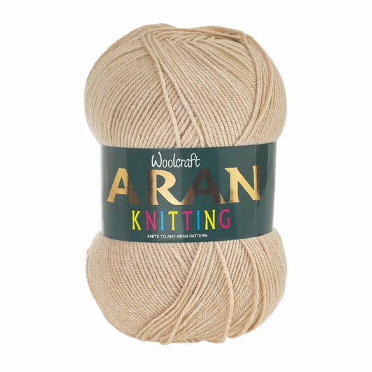 Woodcraft Aran Knitting Crochet yarn 400g 100% Acrylic Beige