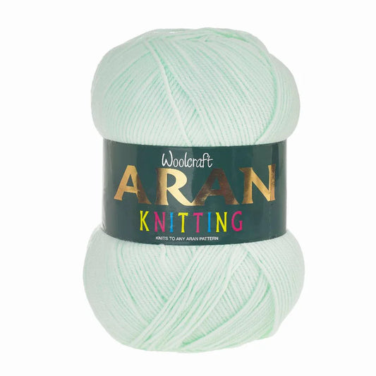 Woodcraft Aran Knitting Crochet yarn 400g 100% Acrylic Mint