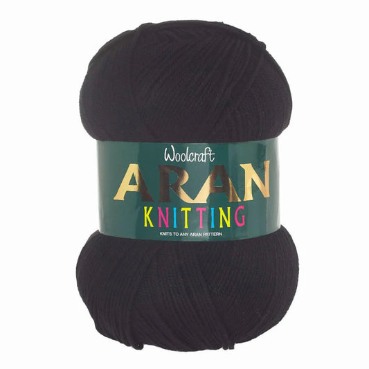Woodcraft Aran Knitting Crochet yarn 400g 100% Acrylic Black