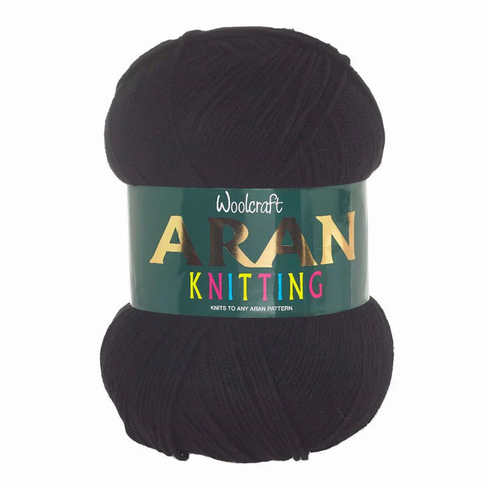 Woodcraft Aran Knitting Crochet yarn 400g 100% Acrylic Black