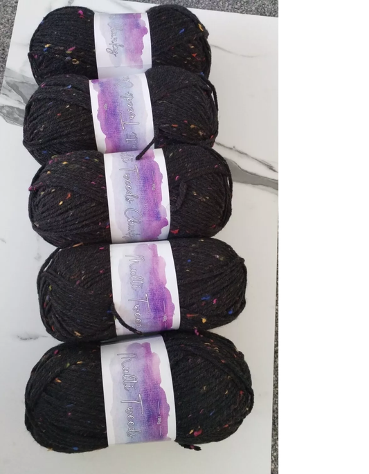 Cygnet Multi Tweeds Chunky - 1350 Charcoal 5 BALLS X 100g Multicolour 80% Acrylic / 15% Wool / 5% Viscose