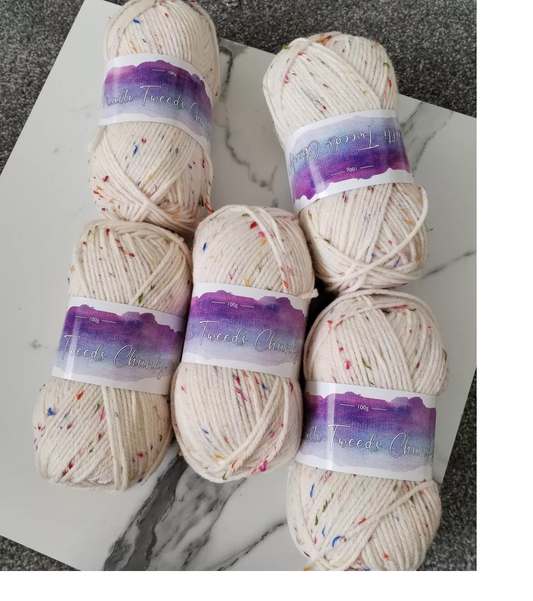 Cygnet Multi Tweed Chunky Knitting Crochet Yarn Wool - 5x100g Balls - Honeycomb