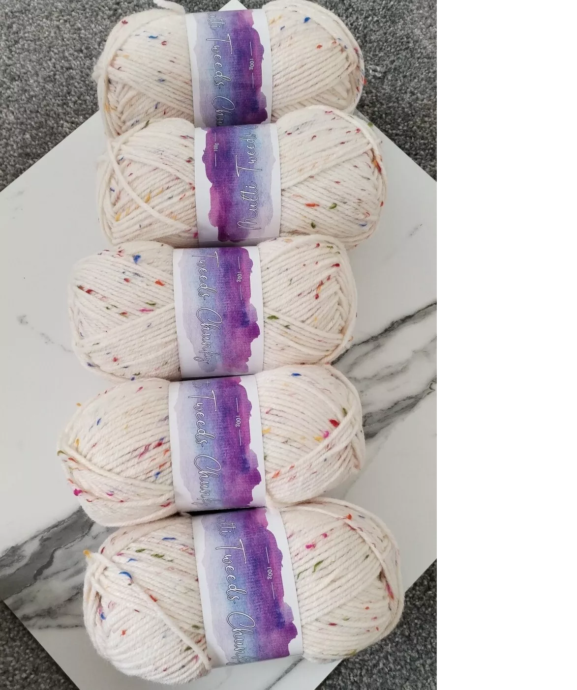 Cygnet Multi Tweed Chunky Knitting Crochet Yarn Wool - 5x100g Balls - Honeycomb