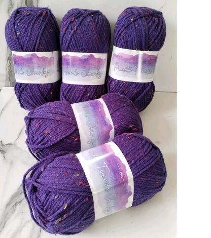 Cygnet Multi Tweed Chunky Knitting Crochet Yarn Wool - 5x100g Balls - 1380 Iris