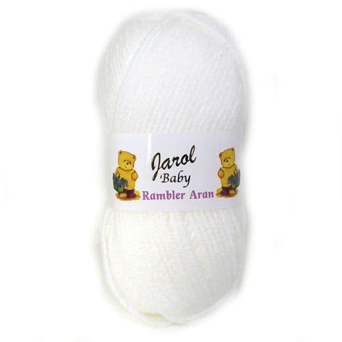 Jarol Baby Rambler Aran Knitting Crochet Yarn 5 Balls X 100g Ball -White (4300)