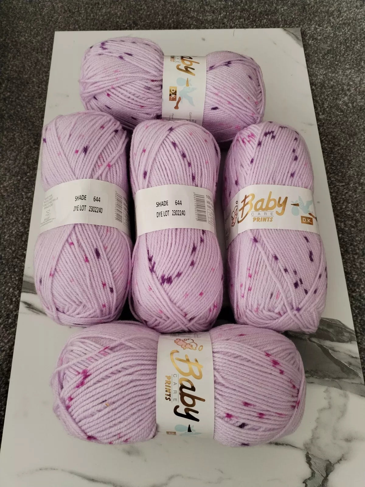 5 x 100g Woolcraft Baby Prints Wool Babycare DK Double Knitting & Crochet Yarn Ballerina 644
