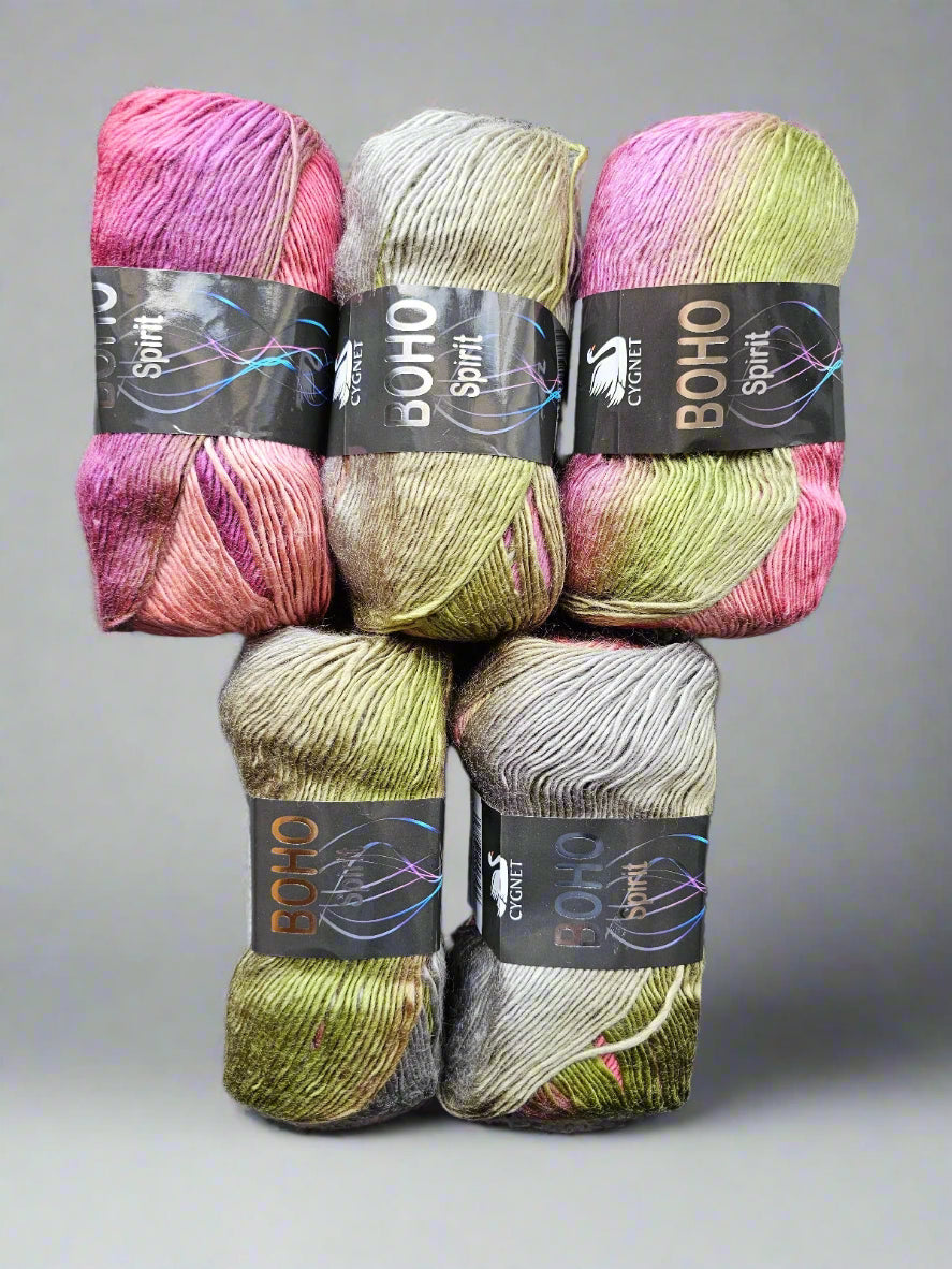 Cygnet Boho Spirit Knitting Crochet Yarn Wool - 5x100g Balls - 6943 Dream