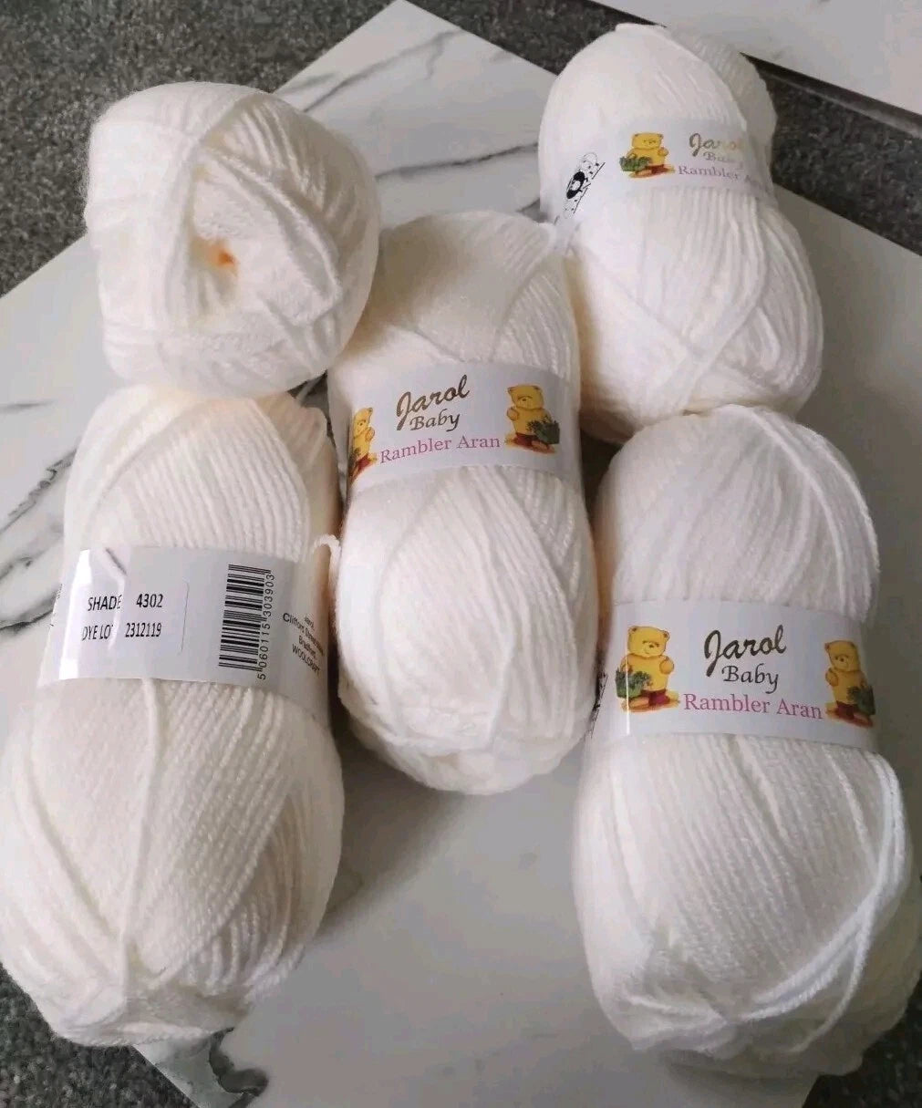 Jarol Baby Rambler Aran Knitting Crochet Yarn 5 Balls X 100g Ball - Cream 4202