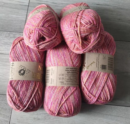 Woolcraft Shetland Heather Aran Knitting Crochet Yarn Wool - 5x100g Balls 03