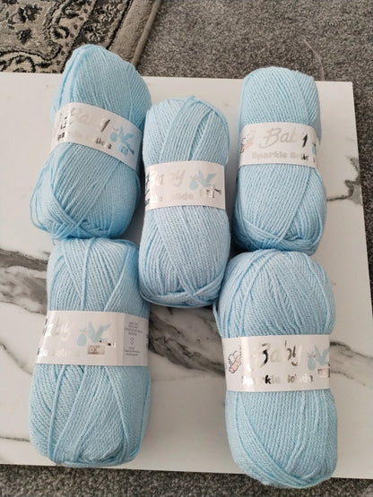 Woolcraft Baby Sparkle Solide DK - 5 x 100g ,  Blue (7239)