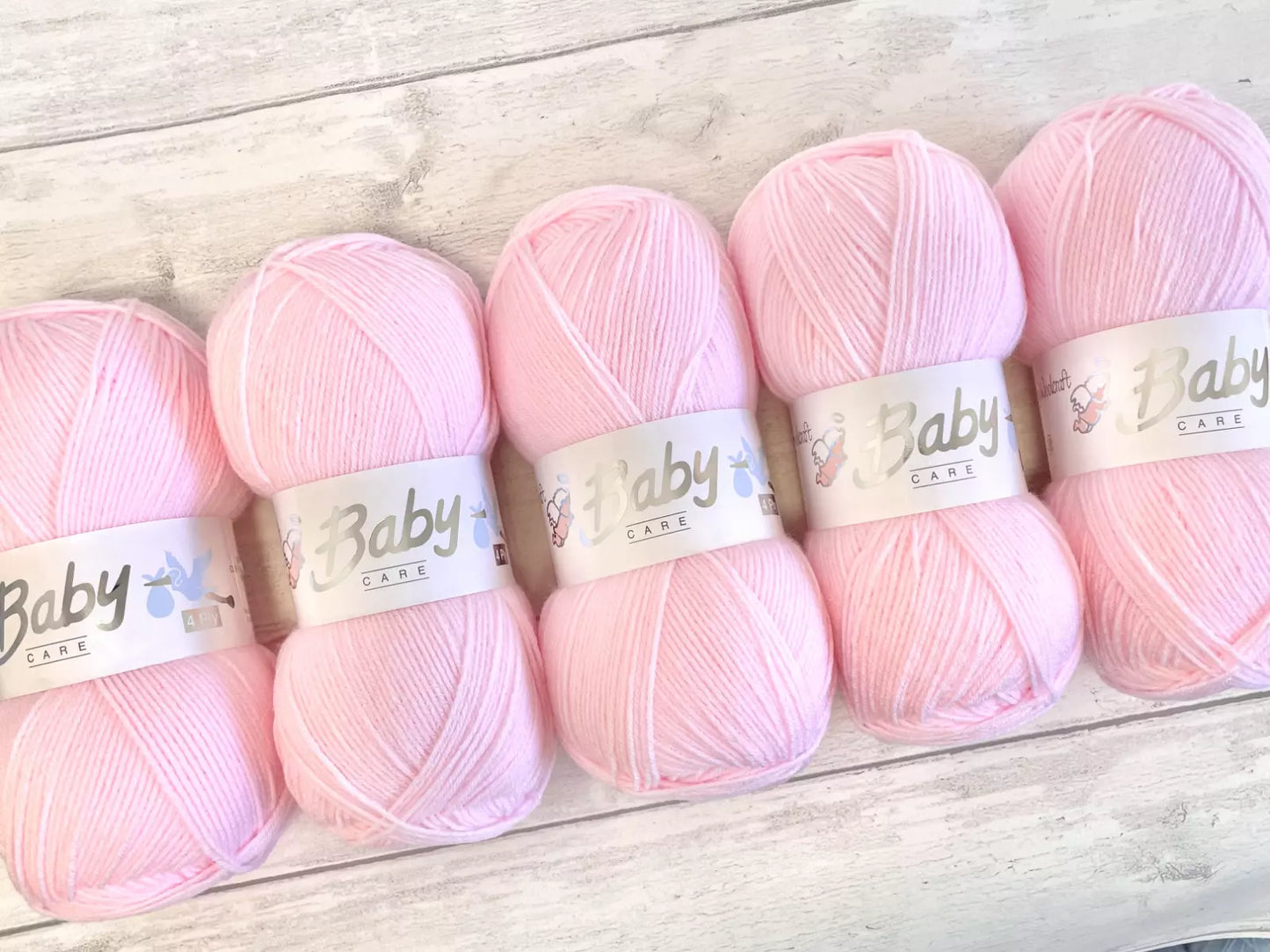 5 x 100g Baby Wool, Babycare 4 Ply Quality Acrylic Knitting Yarn PACKS OF FIVE Pink