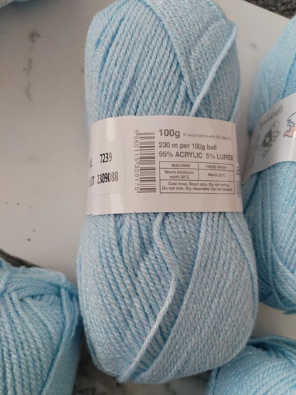 Woolcraft Baby Sparkle Solide DK - 5 x 100g ,  Blue (7239)