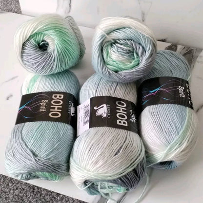 Cygnet Boho Spirit Knitting Crochet Yarn Wool - 5x100g Balls - 6517 Breeze