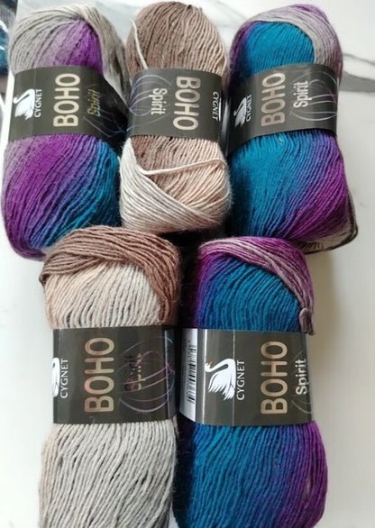 Cygnet Boho Spirit Knitting Crochet Yarn Wool - 5x100g Balls - 6385 Chic