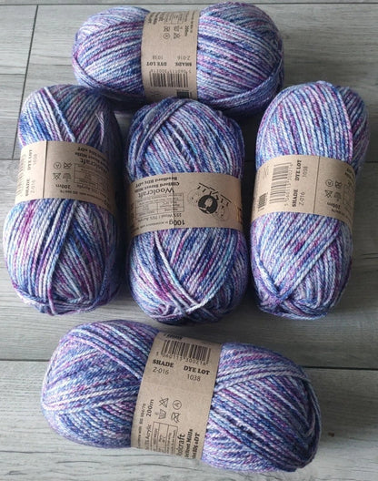 Woolcraft Shetland Heather Aran Knitting Crochet Yarn Wool - 5x100g Balls - Z016
