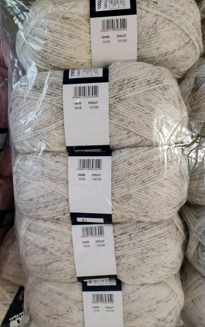 Woolcraft New Fashion DK TWEED Knitting Yarn / 5 Balls X 100g Double Knitting Wool Shade Sandstone (1016)
