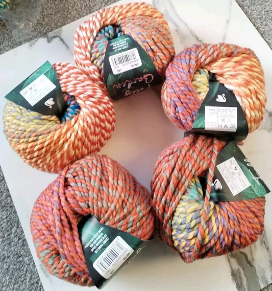 Cygnet Super Chunky Folly Garden 5 Balls X 100Gram 20% Wool 80% Midwinter Fire (20808)