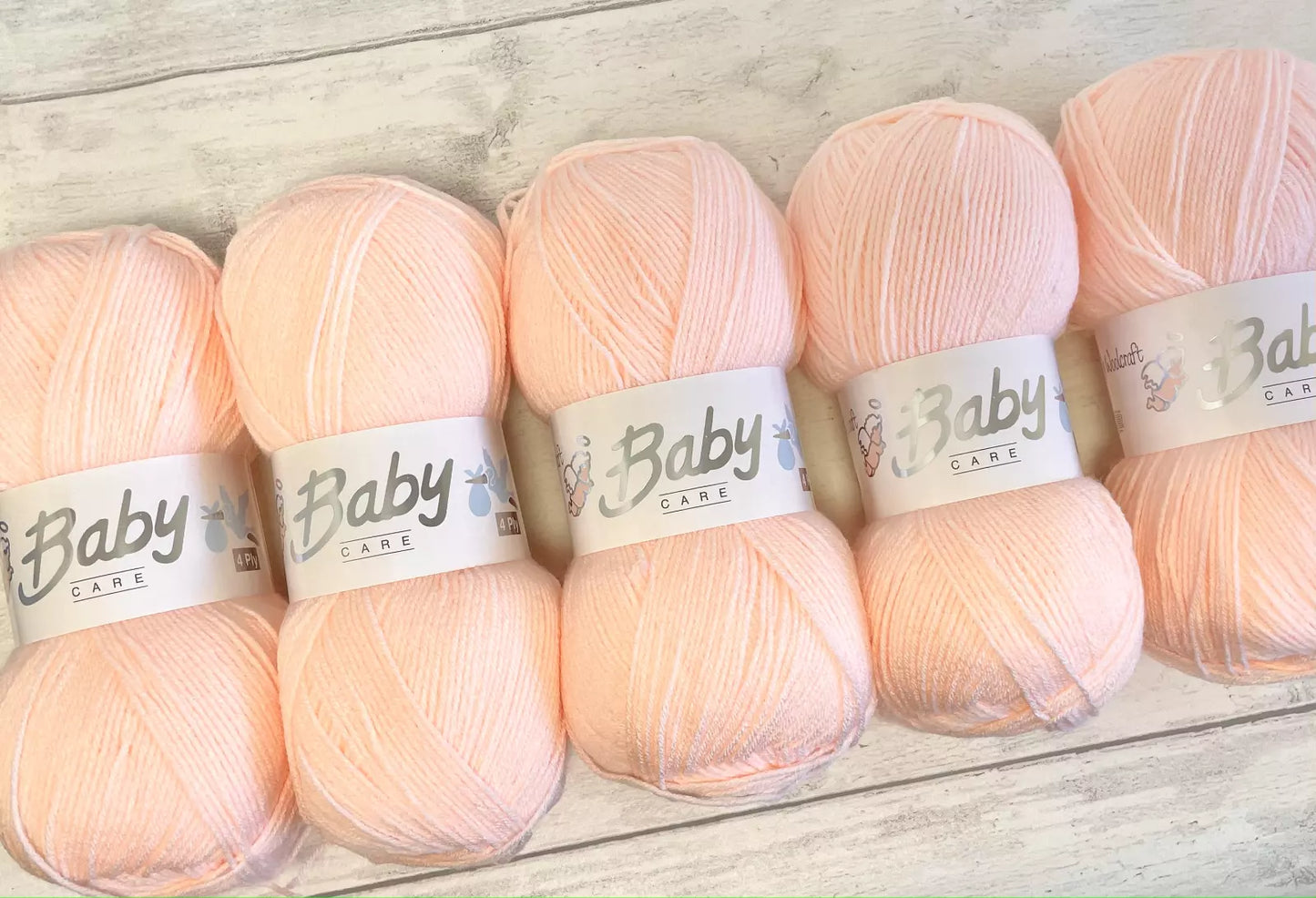 5 x 100g Baby Wool, Babycare 4 Ply Quality Acrylic Knitting Yarn PACKS OF FIVE Peach