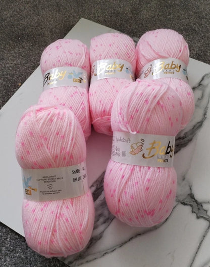 5 x 100g Woolcraft Baby Prints Wool Babycare DK Double Knitting & Crochet Yarn 642