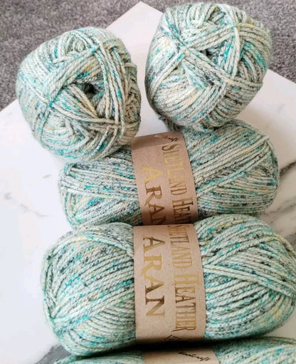 Woolcraft Shetland Heather Aran Knitting Crochet Yarn Wool - 5x100g Balls - 26