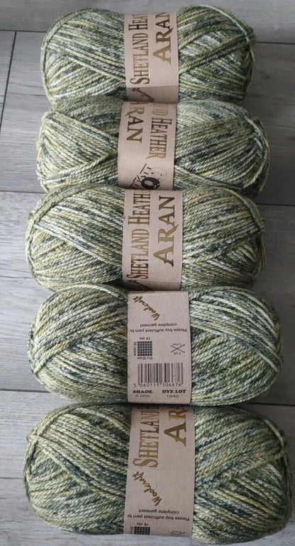 Woolcraft Shetland Heather Aran Knitting Crochet Yarn Wool - 5x100g Balls - 06