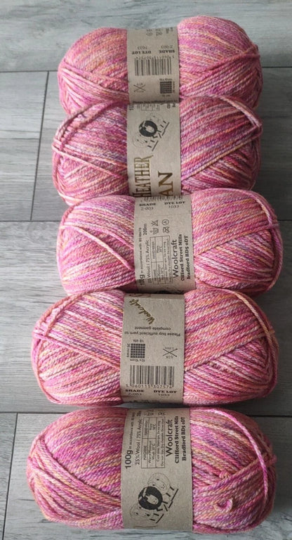 Woolcraft Shetland Heather Aran Knitting Crochet Yarn Wool - 5x100g Balls 03