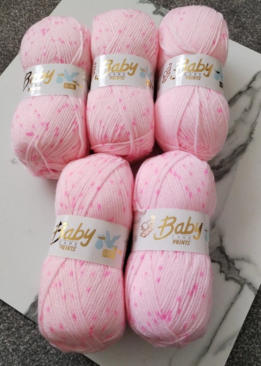 5 x 100g Woolcraft Baby Prints Wool Babycare DK Double Knitting & Crochet Yarn 642