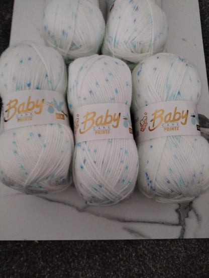 5 x 100g Woolcraft Baby Prints Wool Babycare DK Double Knitting & Crochet Yarn Polka dot 633