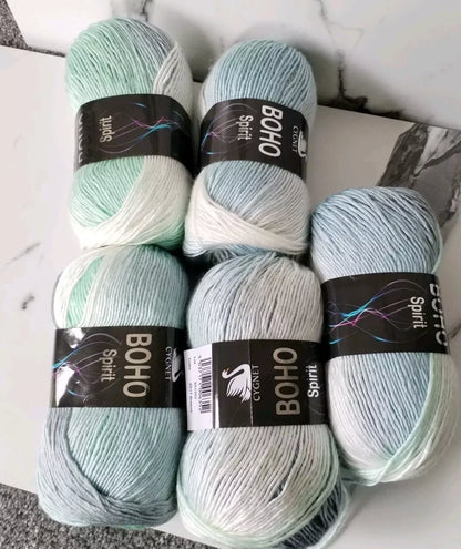 Cygnet Boho Spirit Knitting Crochet Yarn Wool - 5x100g Balls - 6517 Breeze