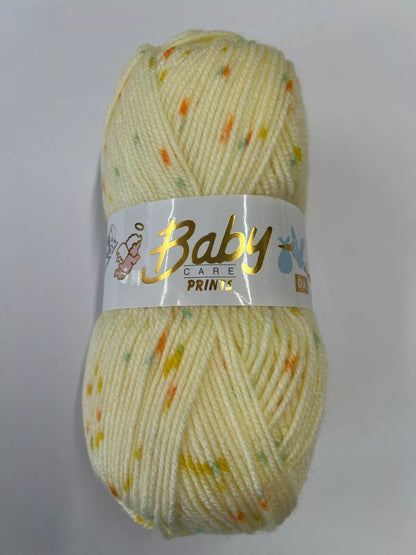 5 x 100g Woolcraft Baby Prints Wool Babycare DK Double Knitting & Crochet Yarn Lemon 635