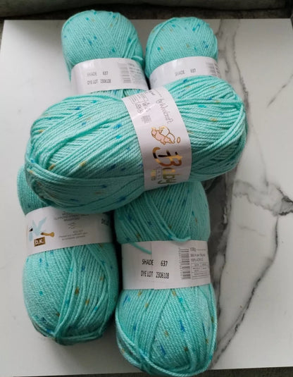 5 x 100g Woolcraft Baby Prints Wool Babycare DK Double Knitting & Crochet Yarn 637