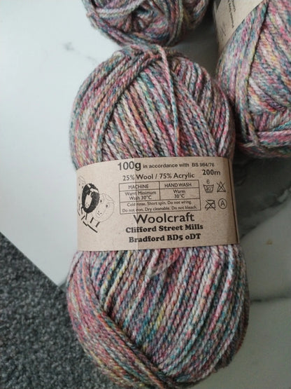 Woolcraft Shetland Heather Aran Knitting Crochet Yarn Wool - 5x100g Balls - 04