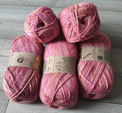 Woolcraft Shetland Heather Aran Knitting Crochet Yarn Wool - 5x100g Balls 03