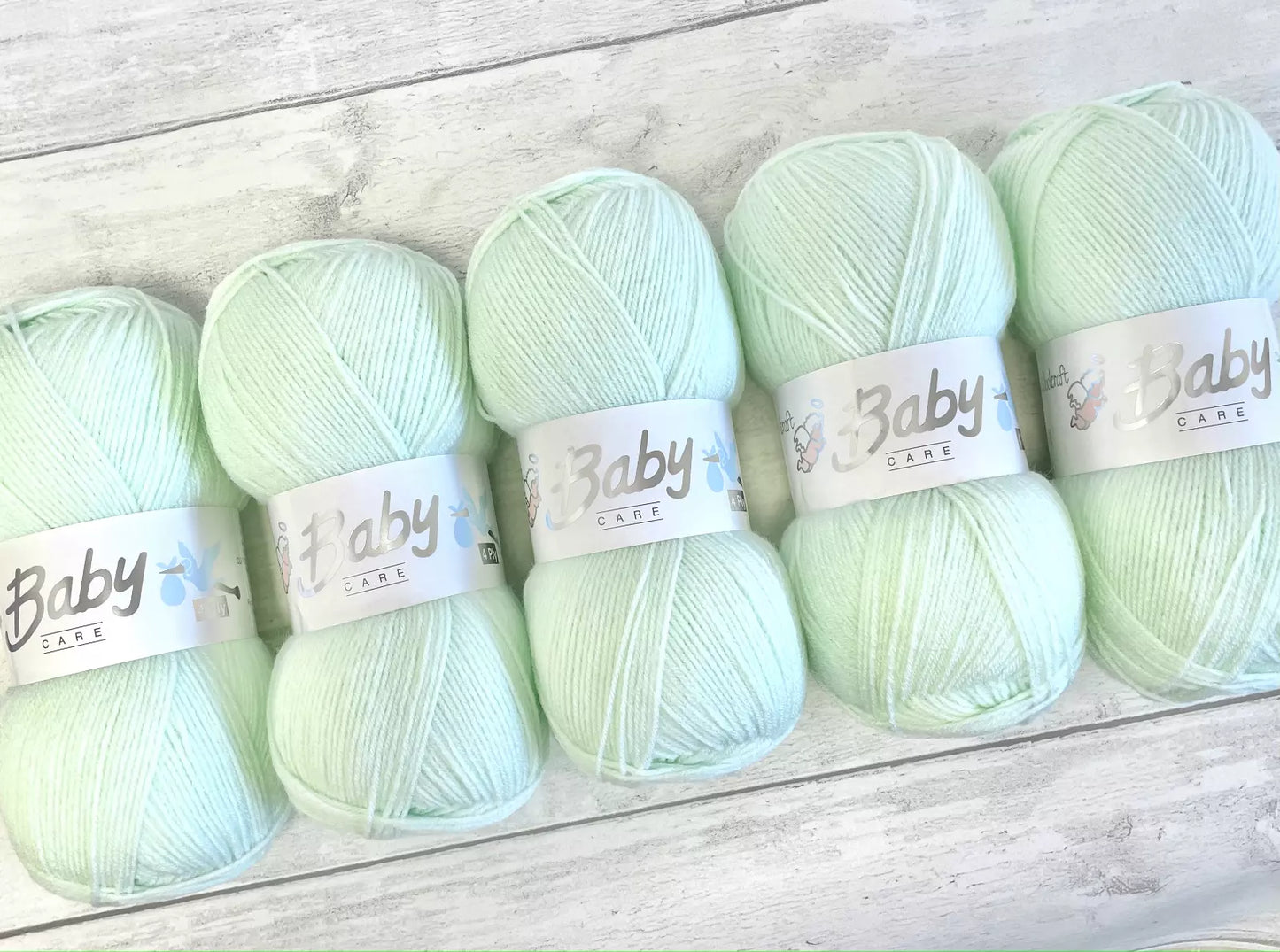 5 x 100g Baby Wool, Babycare 4 Ply Quality Acrylic Knitting Yarn PACKS OF FIVE Mint