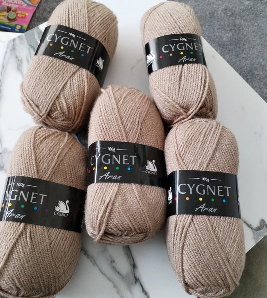 Cygnet Aran Navy 1488 5 Balls x 100 gram shade Latte 357