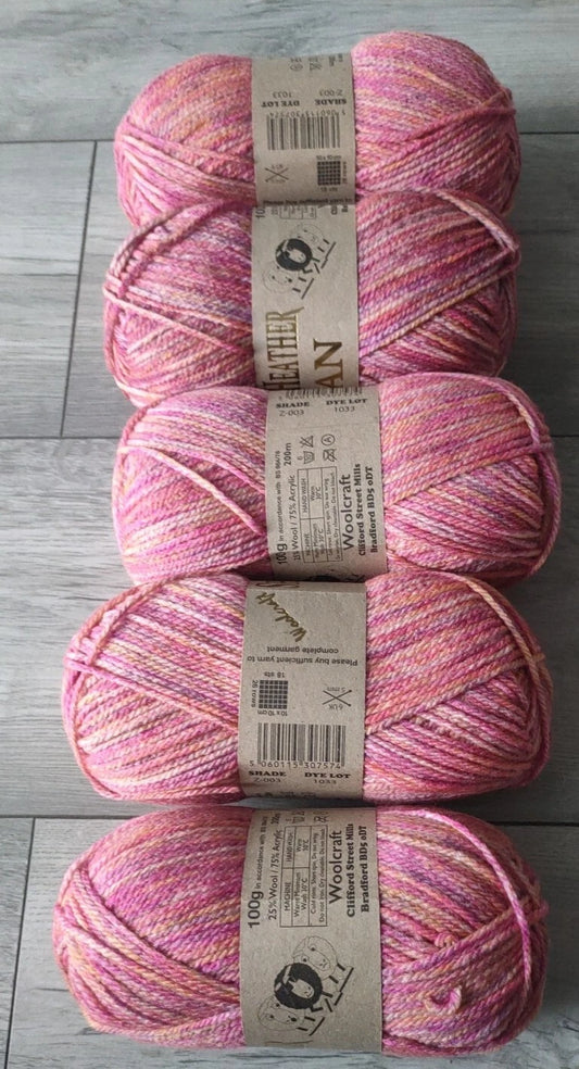 Woolcraft Shetland Heather Aran Knitting Crochet Yarn Wool - 5x100g Balls 03
