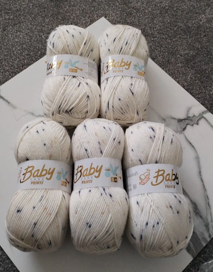 5 x 100g Woolcraft Baby Prints Wool Babycare DK Double Knitting & Crochet Yarn 643