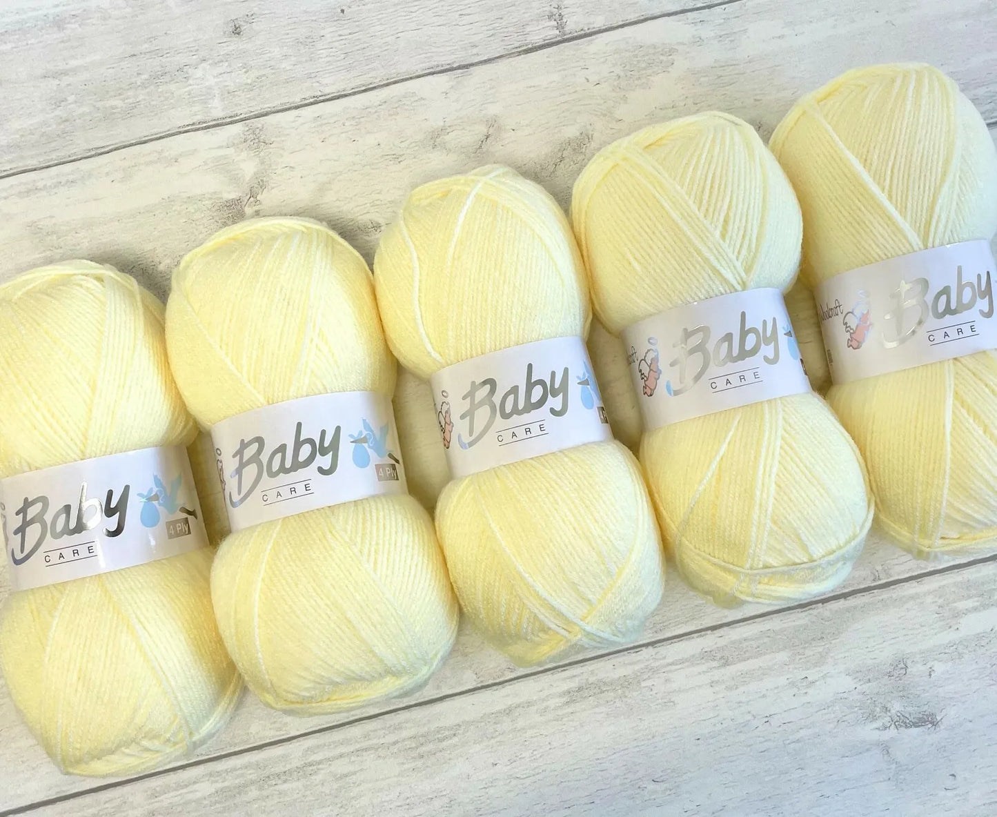 5 x 100g Baby Wool, Babycare 4 Ply Quality Acrylic Knitting Yarn PACKS OF FIVE Lemon 702
