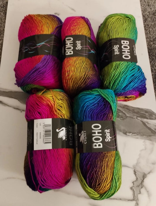 Cygnet Boho Spirit Knitting Crochet Yarn Wool - 5x100g Balls - 6923 Festival